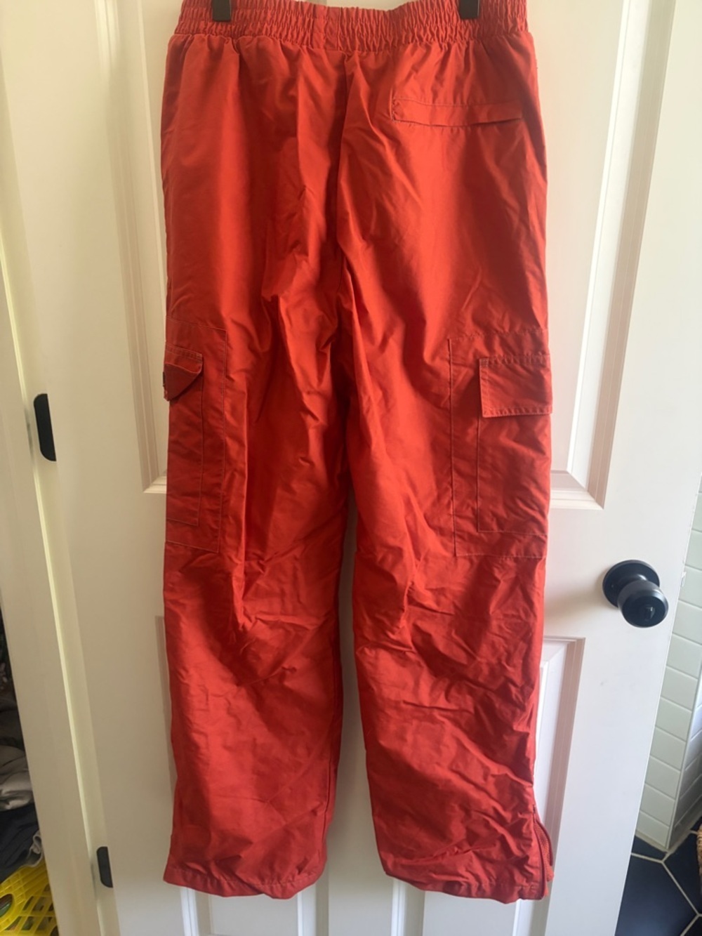 Old Navy orange Cargo Parachute Pants. Waist stretches to 28/29” Mesh lined - Picture 3 of 8